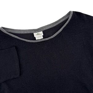 Lacoste Sport Top Women's Gray Trim Short Sleeve Athleisure Pullover Sweater 42